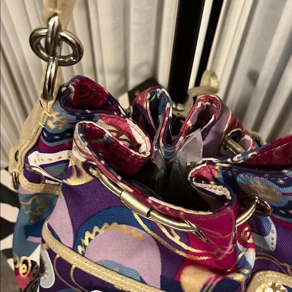 Coach Pink and Purple Shoulder Bag with Vibrant Design